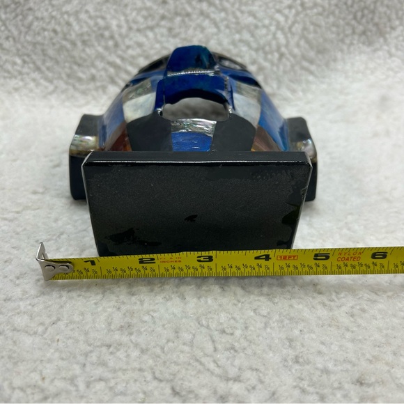 Oaxaca Mayan Aztec mosaic lapis black brown abalone burial decor mask stands 8.5 - Picture 7 of 14